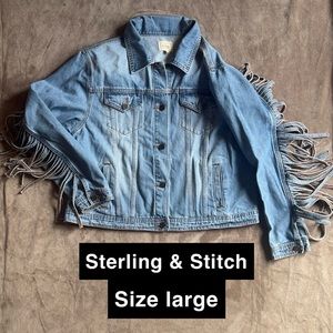 Sterling & Stitch fringe denim jacket